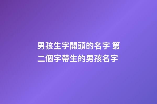 男孩生字開頭的名字 第二個字帶生的男孩名字